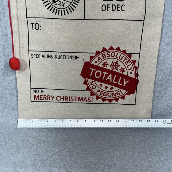 Special Delivery Christmas Santa Sack Drawstring Gift Bag Totally No Peeking NEW - Picture 6 of 8